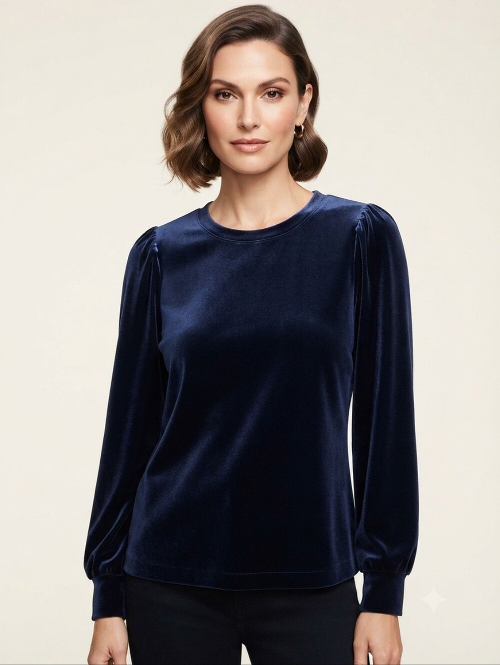 LOFT - Navy blue Velvet Long Sleeve Top